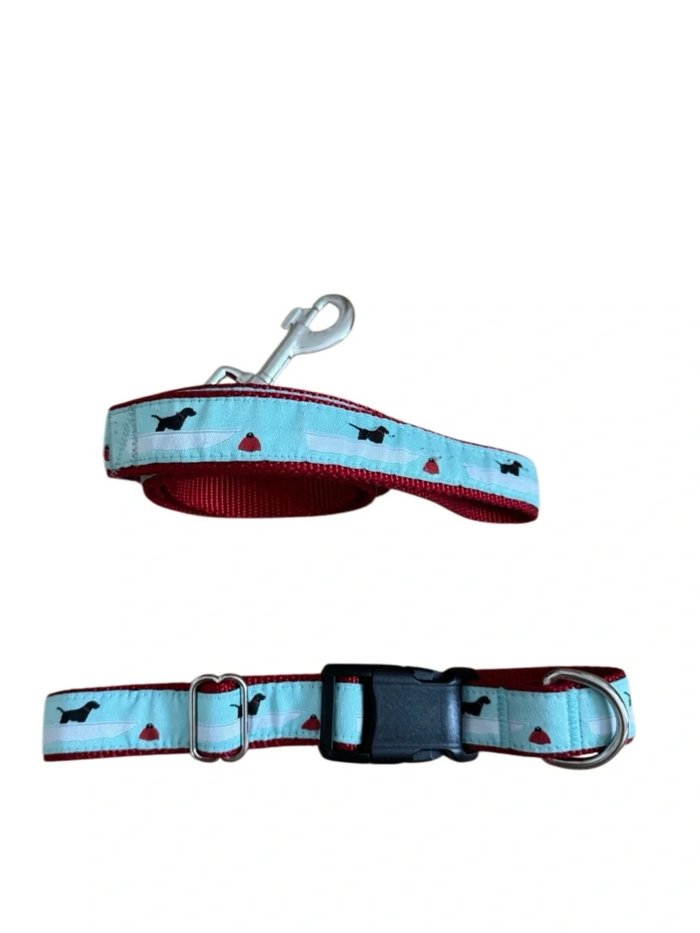 Salty Black Lab with Skiff & Bouy Dog Collar and Leash Duo